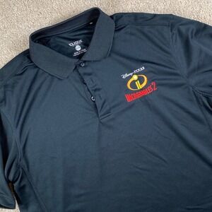 Disney Pixar Incredibles 2 Movie Embroidered‎ Black Polo Shirt Men's Size XL